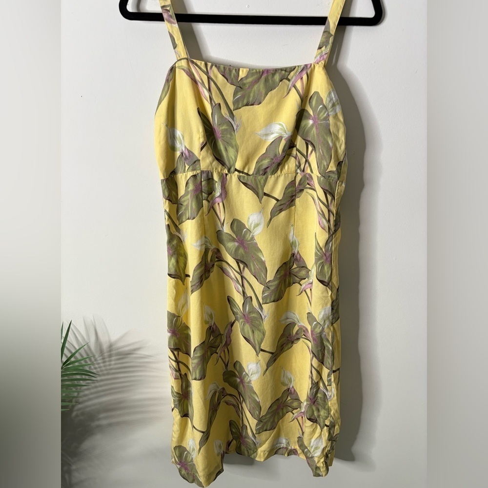 Patagonia Pataloha Vintage 2003 Tropical Yellow Floral Sleeveless Tencel Dress - Picture 2 of 5